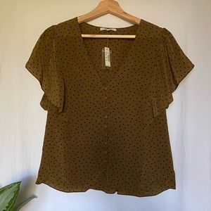 Madewell size 14 silk button front butterfly sleeves top